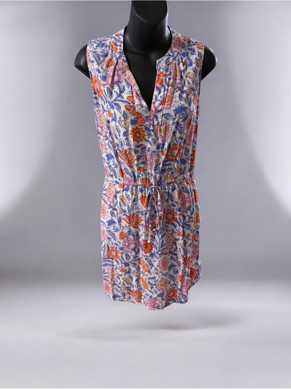 GAP Floral Sleeveless Dress in White, Blue & Orange